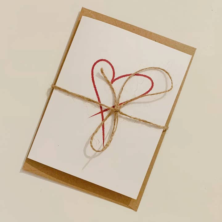 Classic Red Heart Outlined Romantic Card for wholesale by Harmony Heaven Gifts
