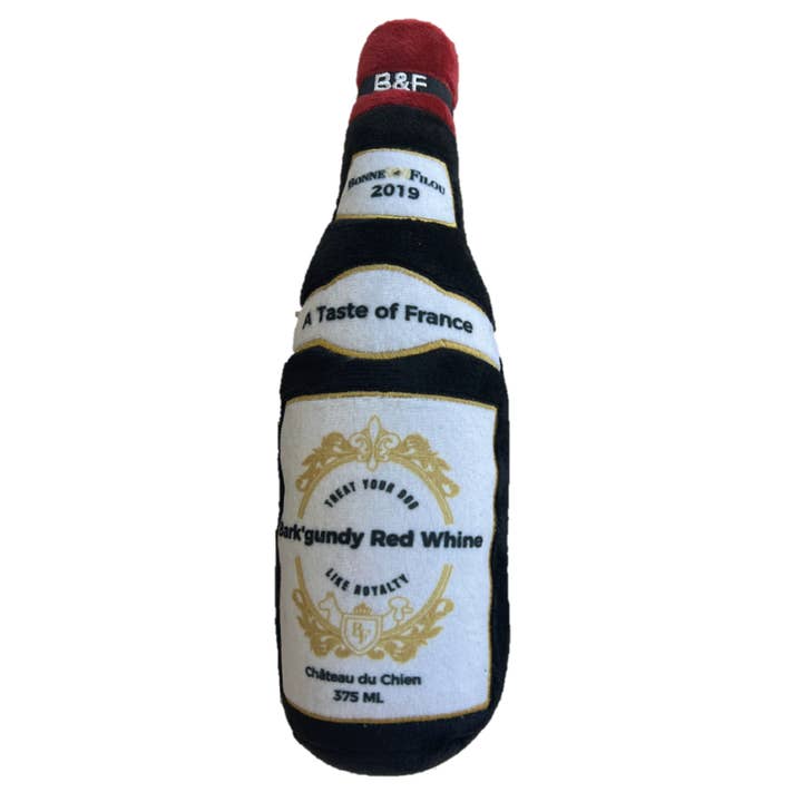Wine Bottle Dog Toy | Plush Squeaky for wholesale by Bonne et Filou