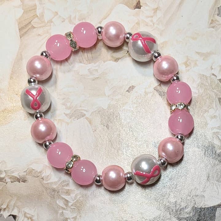 Fiona Accessories - Vendita all'ingrosso Bracciale con perline - Braccialetto Nastro Rosa Perla Consapevolezza del Cancro al Seno 3 Stili1