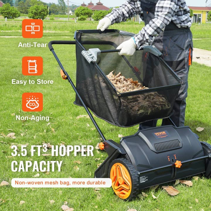 Hard Rock Health Stores - Wholesale Garden Tool - Push Lawn Sweeper/ 21-inch Leaf & Grass Collector