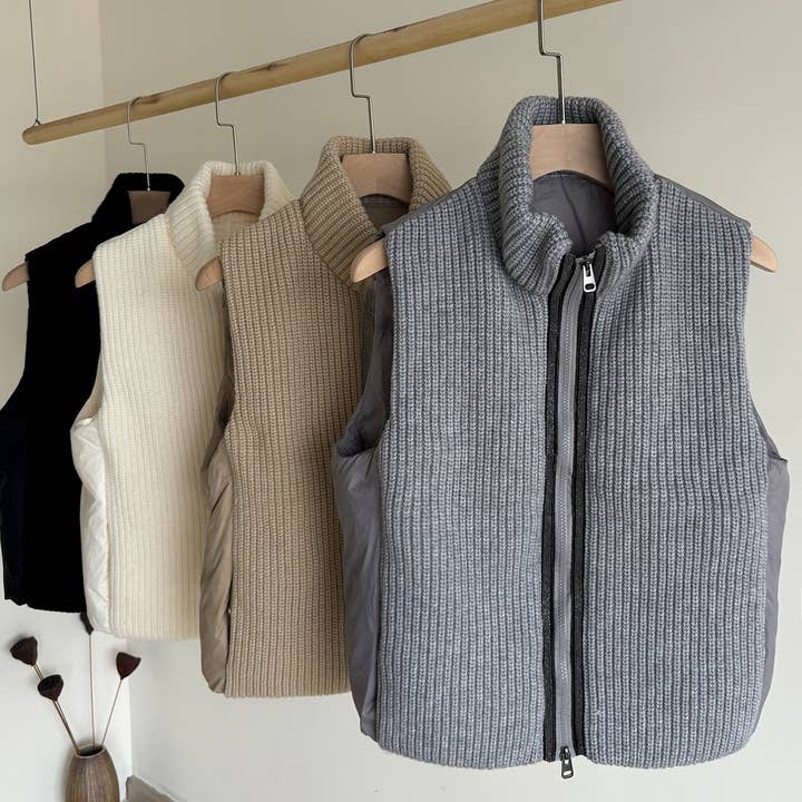 Gilet imbottito VE24Y con lavorazione a maglia e design caldo ispessito per la vendita all'ingrosso da parte di Productseeker