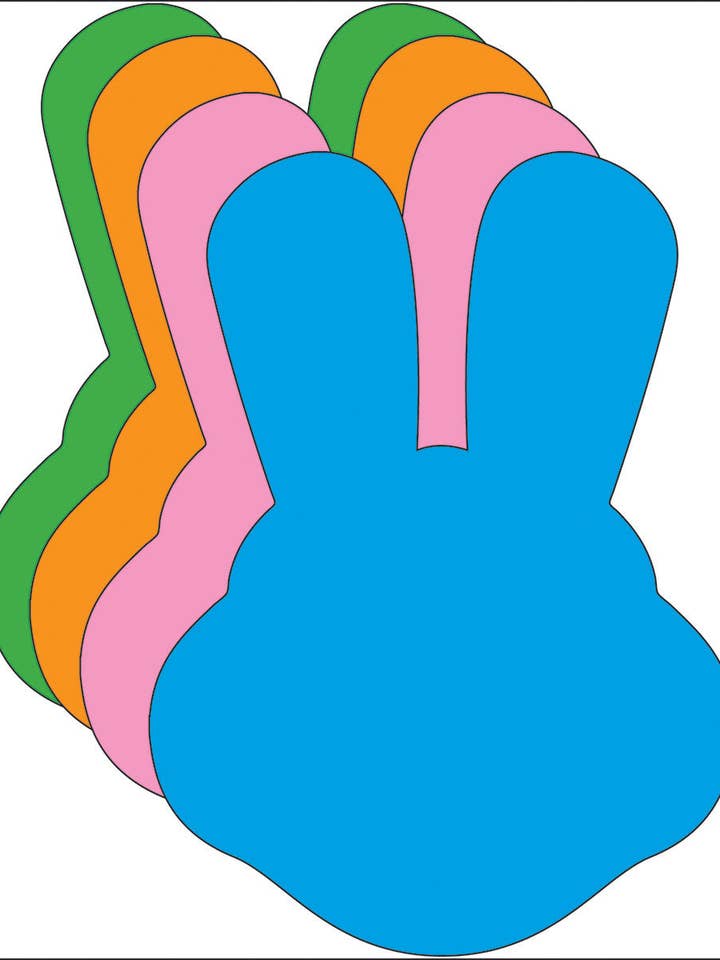 Bunny With Ears Assorted Color Creative Cut-Outs- 3” for wholesale by Creative Shapes Etc.