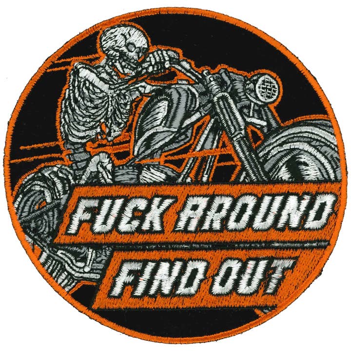 Hot Leathers „F*** Around and Find Out Skeleton“ -Patch, kreisförmig, 10,2 cm für den Großhandel von Hot Leathers