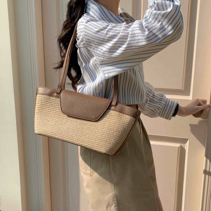 Pretty Persuasions - Wholesale Shoulder Bag - Women's - P25036 Long Straw Shoulder Bag