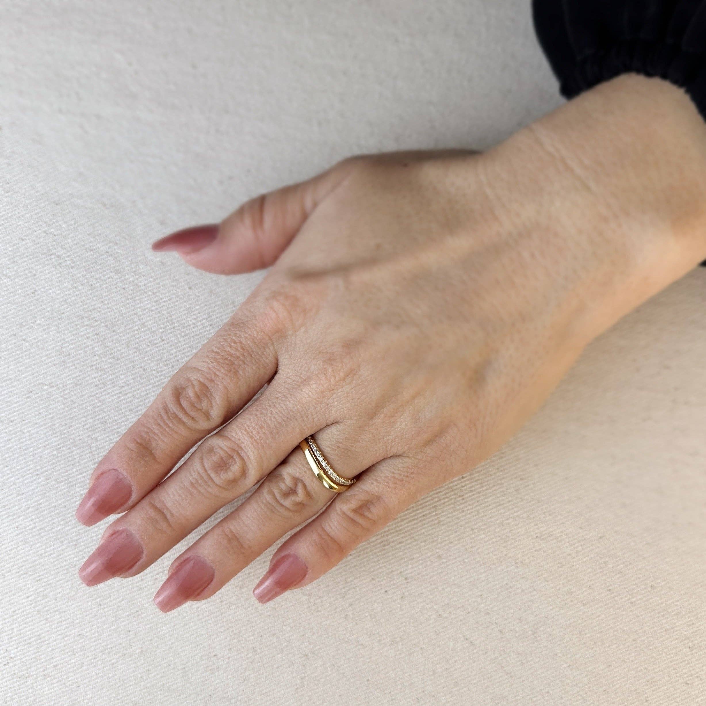 GoldFi - Wholesale Band/Stacked Ring - 18k Gold Filled Stackable Wave Ring1