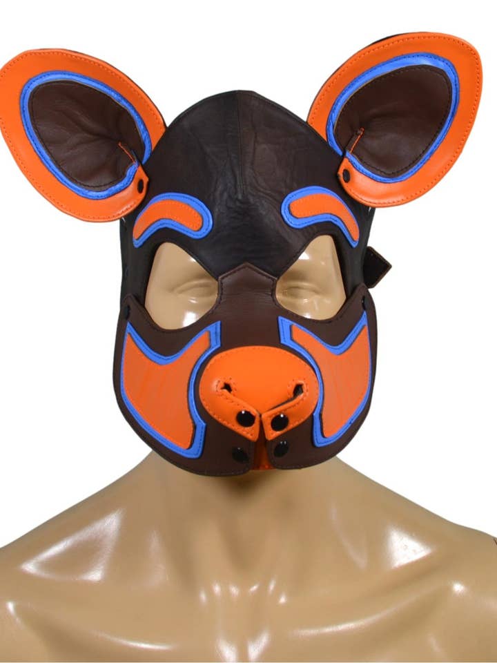 Máscara de piel para hiena, máscara de piel para perros, capucha para mascotas, capucha de juego, máscara para cachorros para venta al por mayor de Meninleather