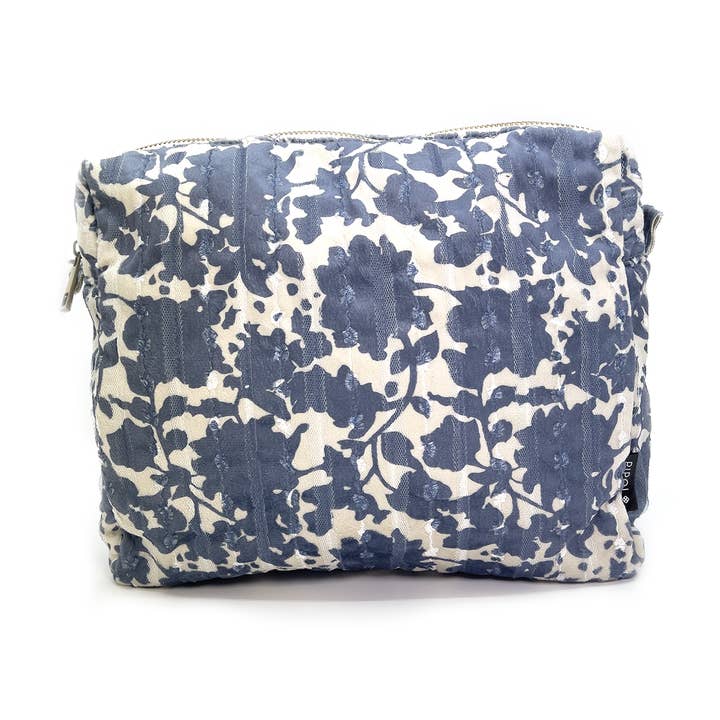 FLORES bolsa de cosméticos grande azul por atacado de PIPOL