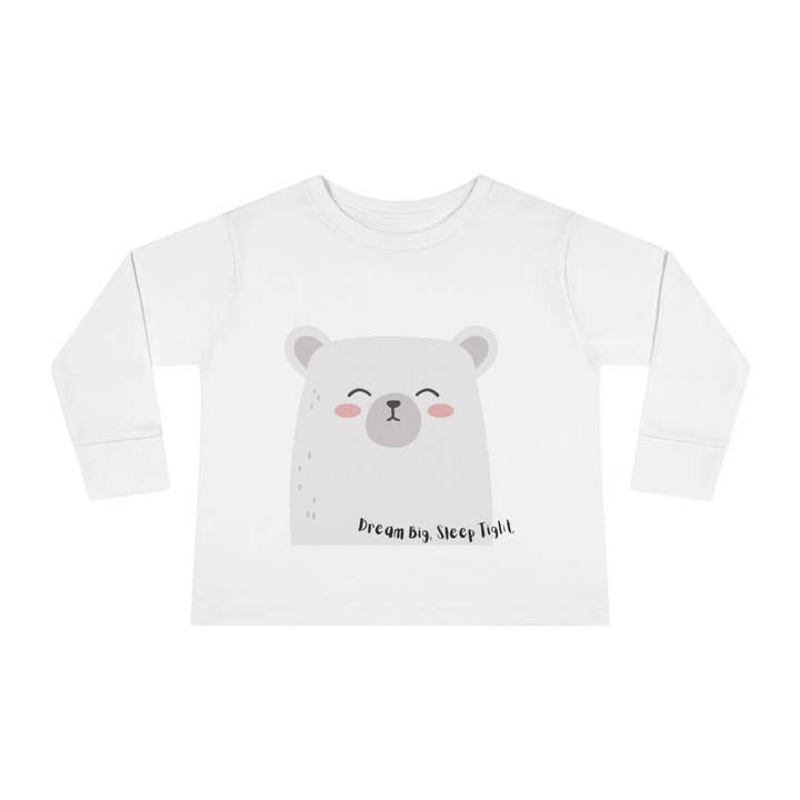 Drøm Stort, Sov Godt Småbørn Langærmet T-shirt - Sød Bjørne Design til Hyggelige Legedage for engroshandel hos Happymom