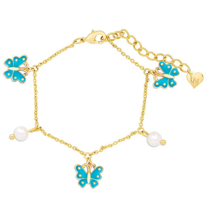 Vlinder en zoetwaterparel Charm armband voor wholesale door Lily Nily