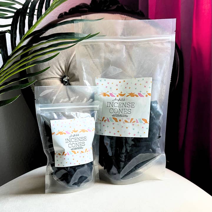 Top & Bottom Flow Charcoal Incense Cones in 1 Pound Bulk Bag for wholesale by Amaryllis Park