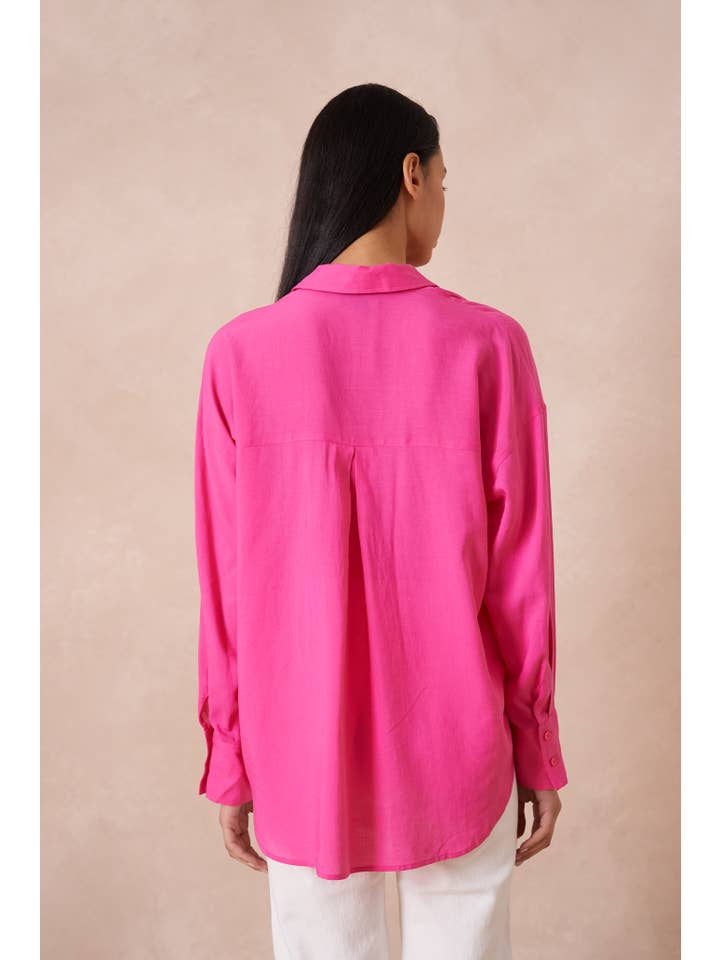 Attentif Paris - Vente Chemise à col boutonné – femme - Chemise unie avec col à revers avec du lin15