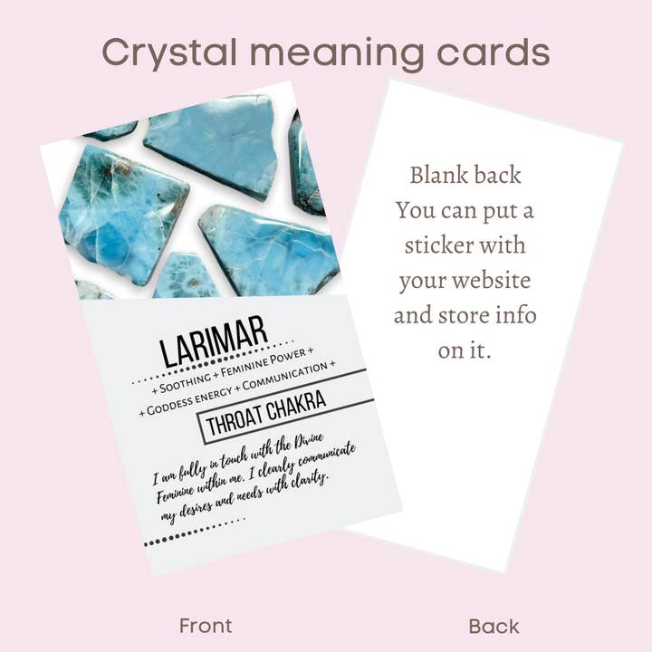 The 7 Directions - Wholesale Meditation Supplies - Q-S Wholesale Pack of 20 crystal meaning cards (ONE DESIGN)