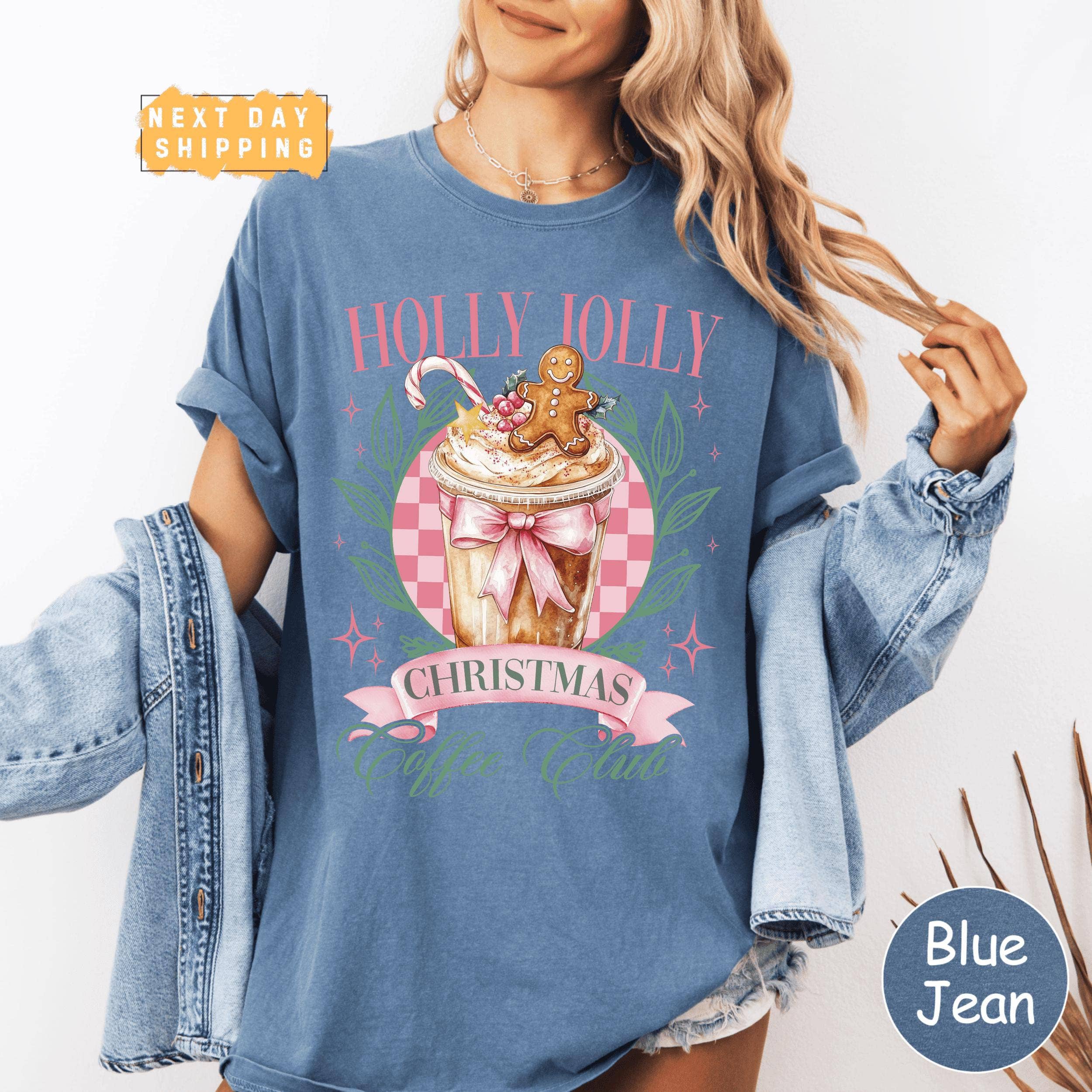 Glaime – wholesale T-shirt (graphic) – women's – Holly Jolly Christmas Comfort Colors Shirt, Coffee Club Tee2