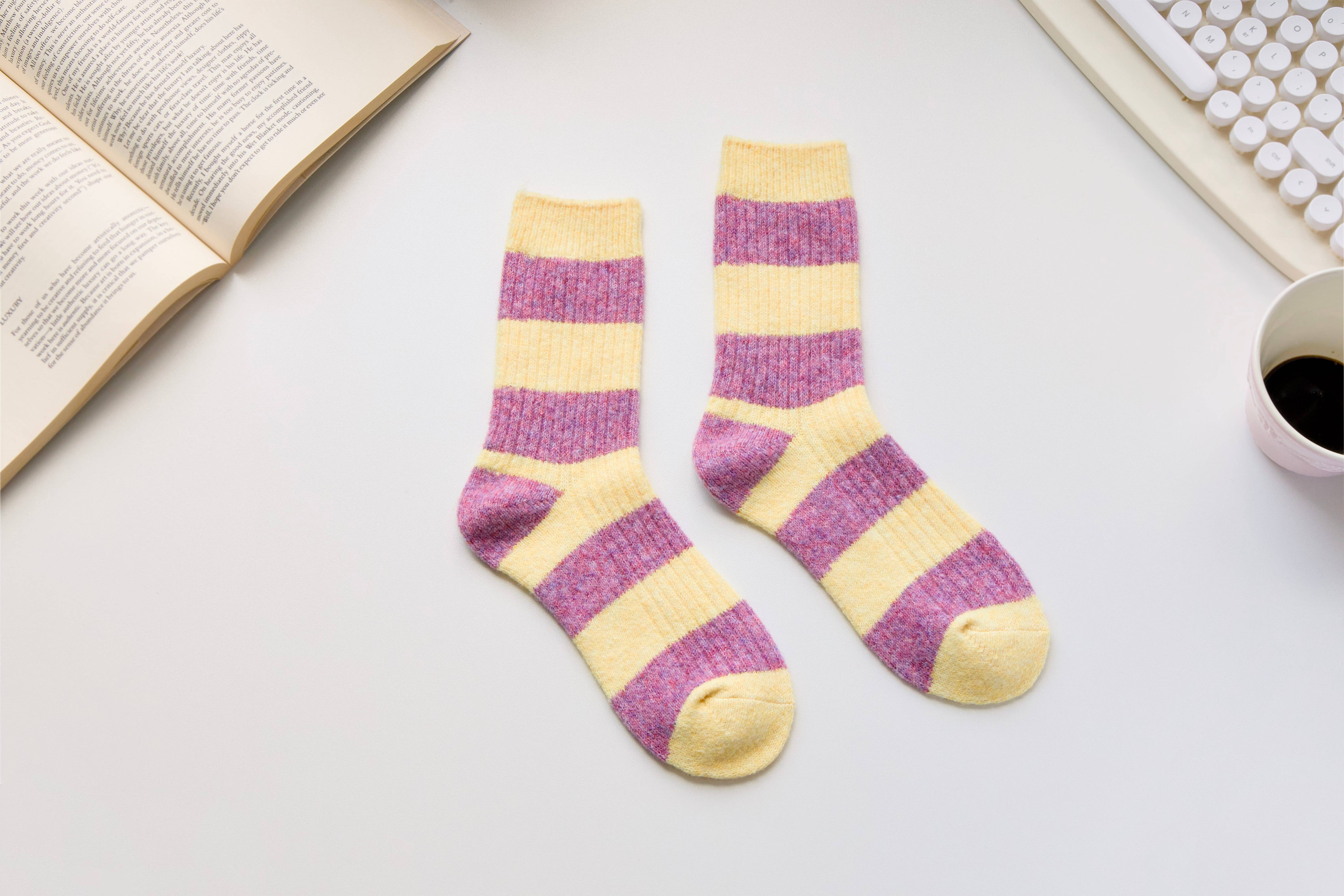 Happy Knits - Wholesale Socks - Women's - Warm Cashmere & Wool Blend Socks – Striped Winter Style0