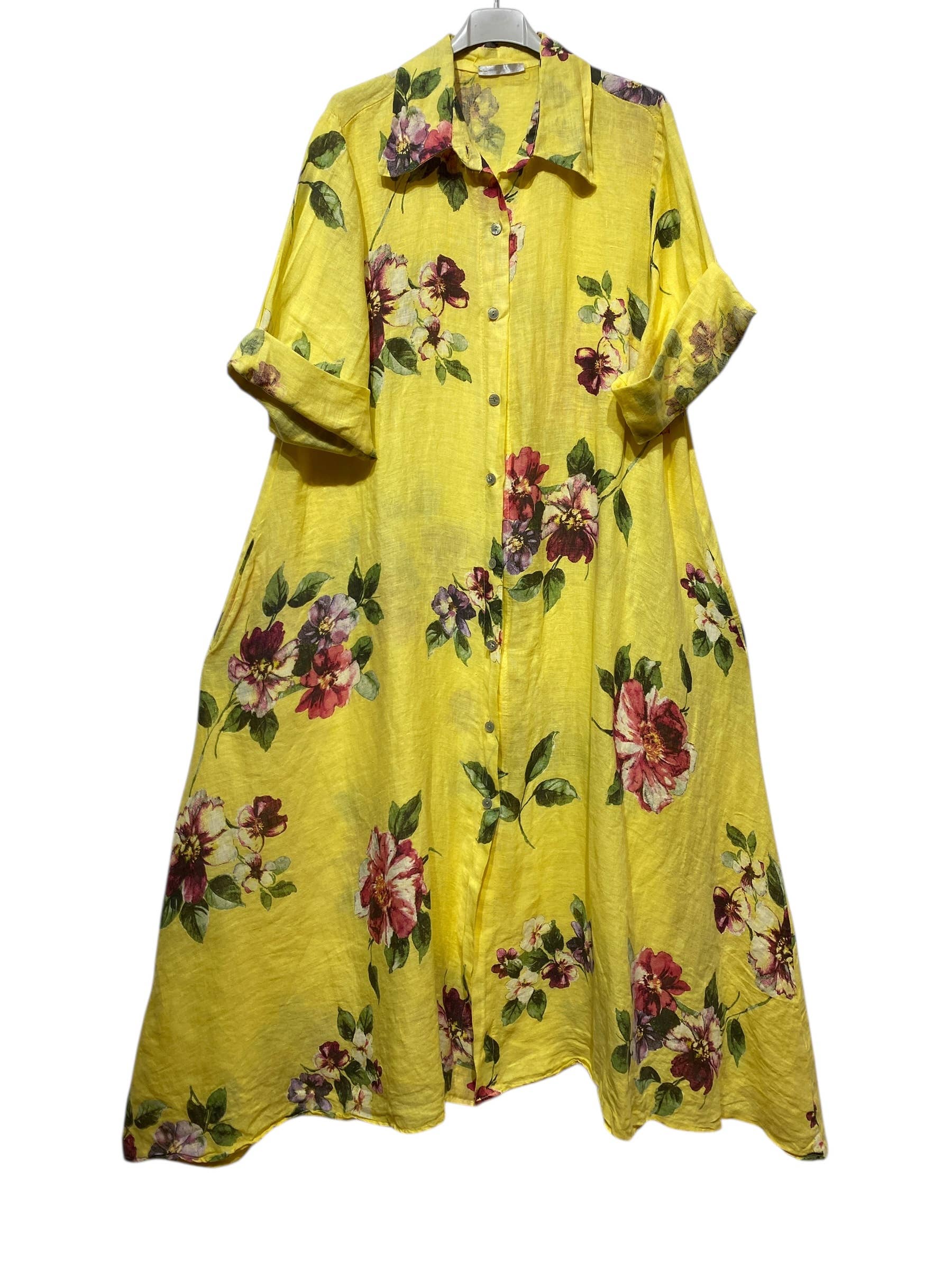 LINEN & COTTON HOUSE - Vente Robe – femme - 8052 E  LONGUE ROBE AVEC POCHES EN LIN  MOTIF 5