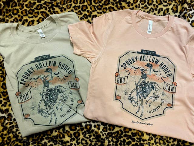 Rowdy Rowels - Wholesale Screen Printed T-Shirt - Women's - Spooky Hollow Rodeo Western Halloween Graphic Tee1