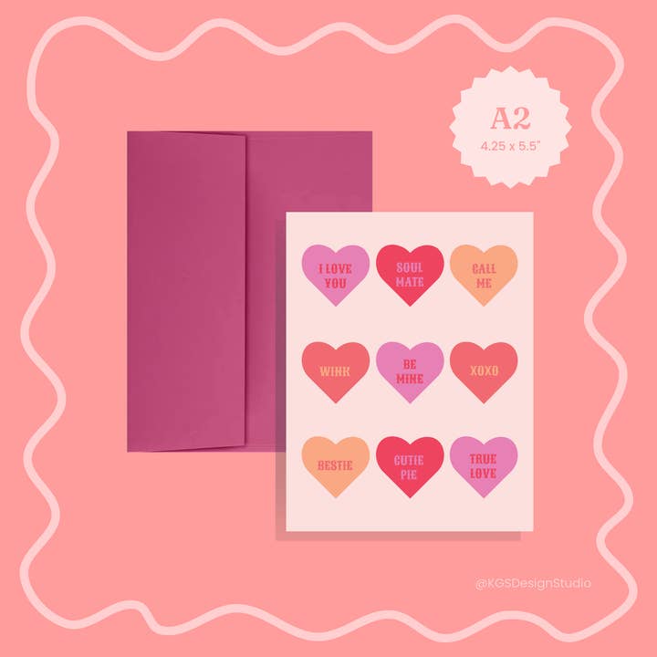 Herzbonbonkarte für den Großhandel von KGS Design Studio