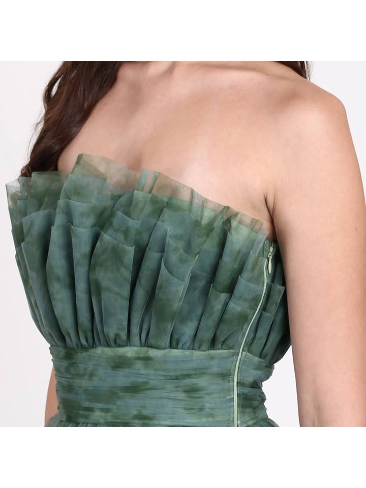 Veriry Tulle Midi Dress in Green Floral Print for wholesale on Faire2