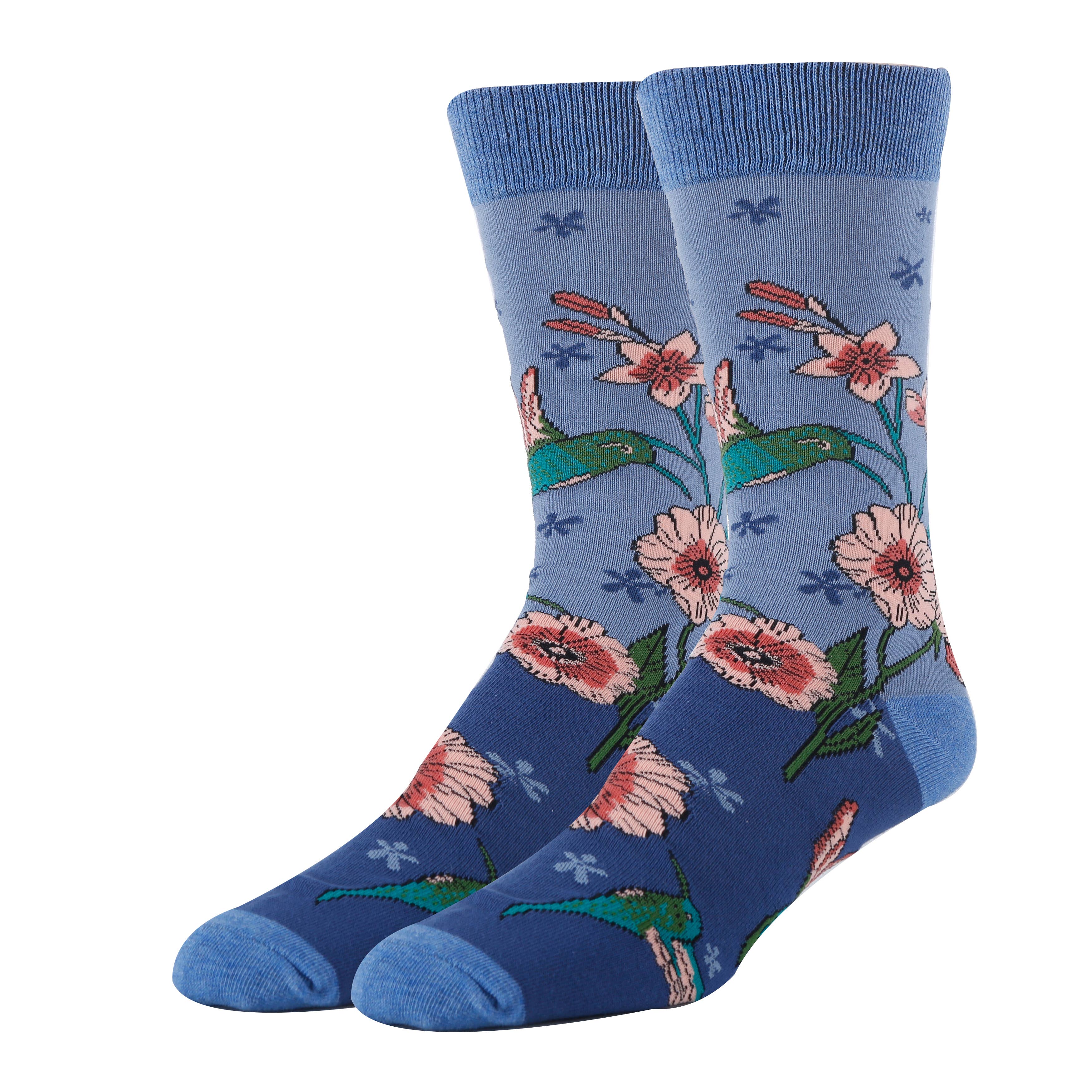 Oooh Yeah/Sock It Up/Oooh Geez Slippers - Wholesale Socks - Men's - Humming Hmm | Men's Floral Premium Cotton Crew Socks