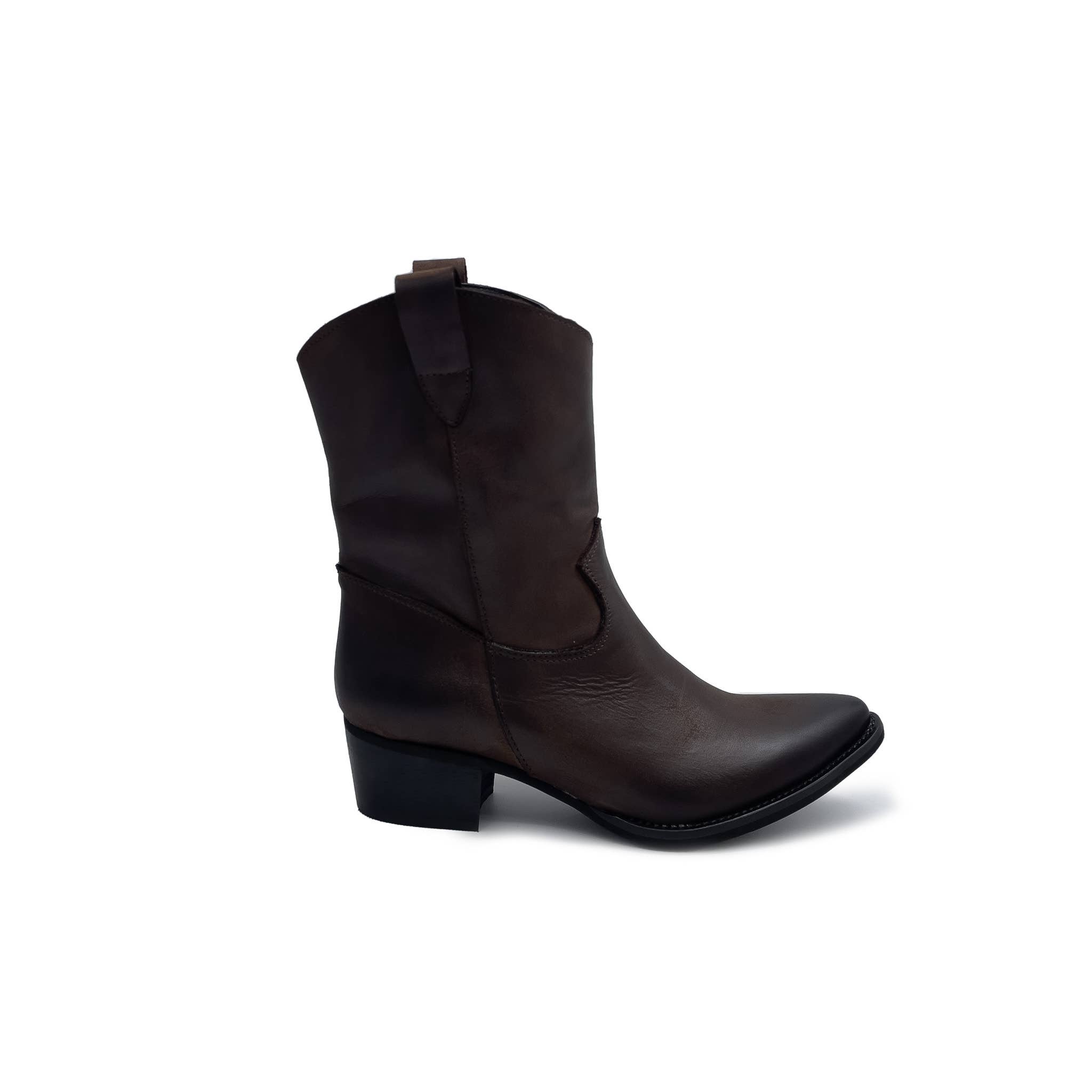 WALKING NOW SRL - Wholesale Booties - Women's - Women's low heel ankle boots in genuine brown nubuck leather1