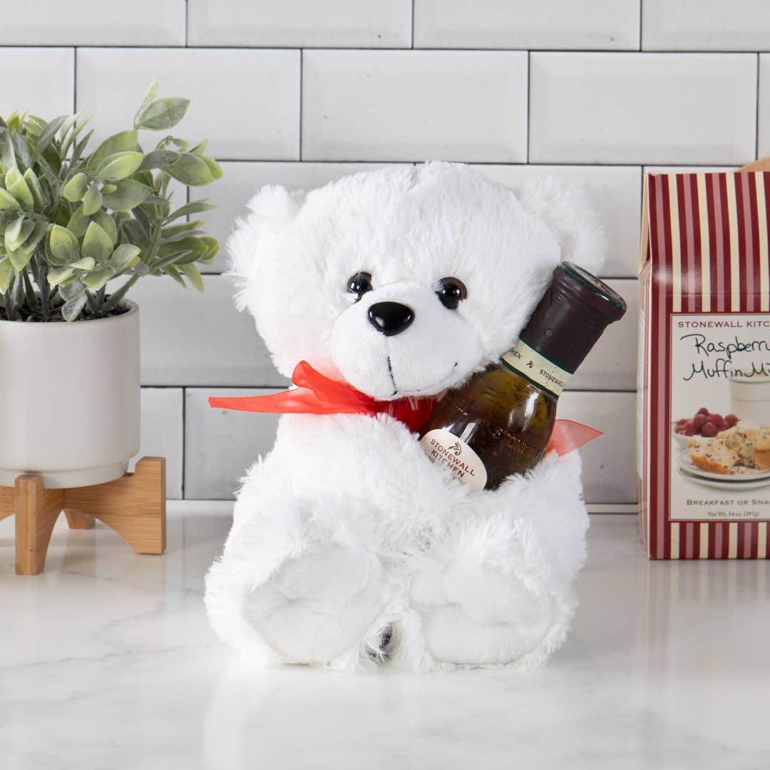 Willow Group - Wholesale Stuffed/Plush Toy - Kids & Baby - White Bear Plush w/ Red Bow for Gift Baskets1