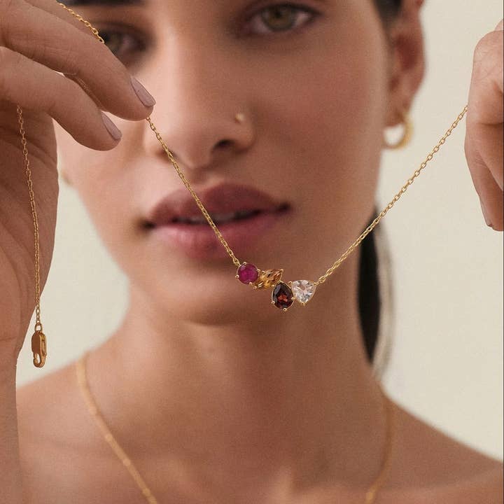 ACCITY - Wholesale Pendant/Charm Necklace - Ruby Zircon Choker Necklace – Dainty Steel Glam_CWMM69655