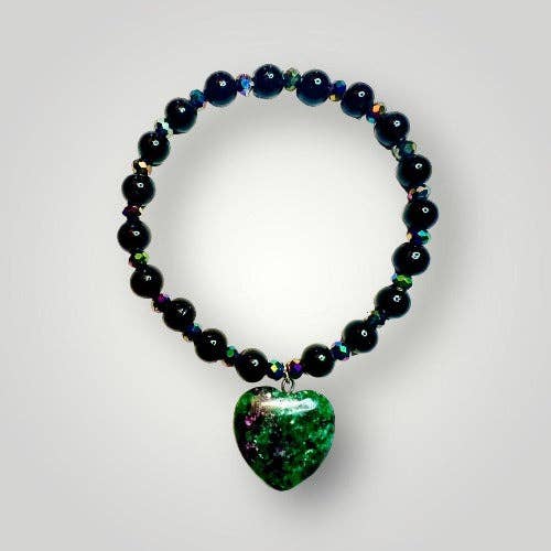 Sort obsidian og rubinfuchsit armbånd for engroshandel hos The Reiki Shop