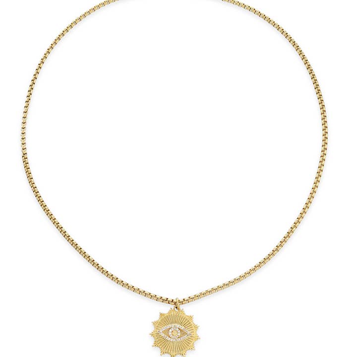 HoopLa - Wholesale Pendant/Charm Necklace - See- Evil Eye SunRay Pendant Necklace- Steel Waterproof4