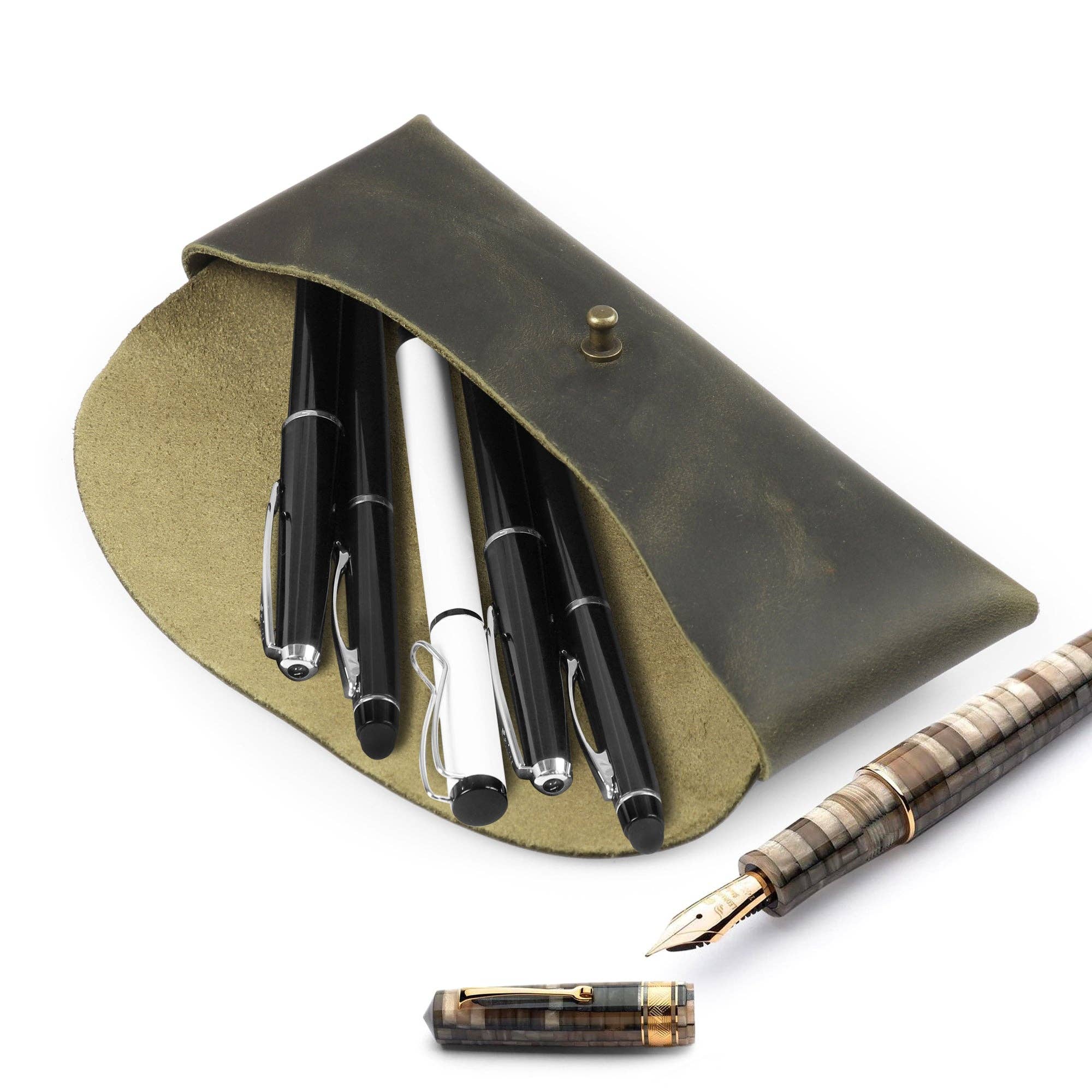 Londo – wholesale Pen & pencil holder – Londo Top Grain Leather Pen Case with Metal Snap Fastener, Pencil Pouch Stationery Bag31