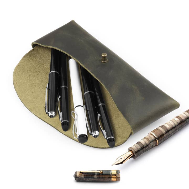 Londo – wholesale Pen & pencil holder – Londo Top Grain Leather Pen Case with Metal Snap Fastener, Pencil Pouch Stationery Bag31