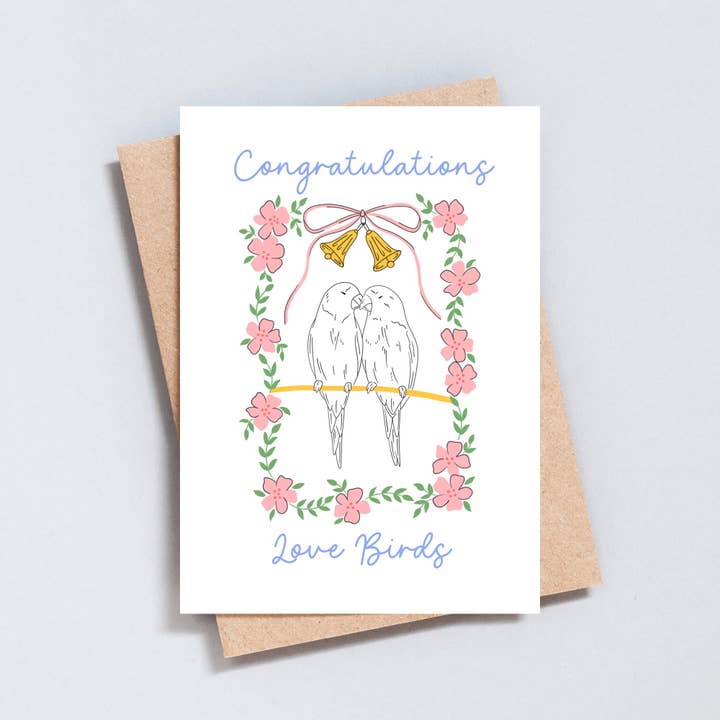 Tillykke Kærlighedsduer Bryllupskort for engroshandel hos The Type Club