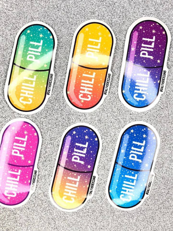 Chill Pil Vinyl stickerpakket voor wholesale door Dalyas Designs