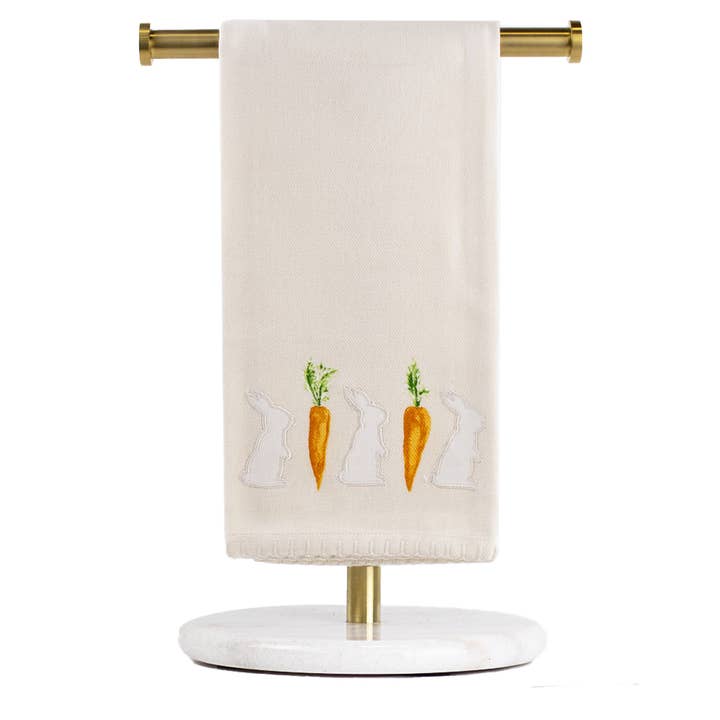 Mila Bunny Hand Towel Cream/White/Orange/Green 20x28 for wholesale by The Royal Standard