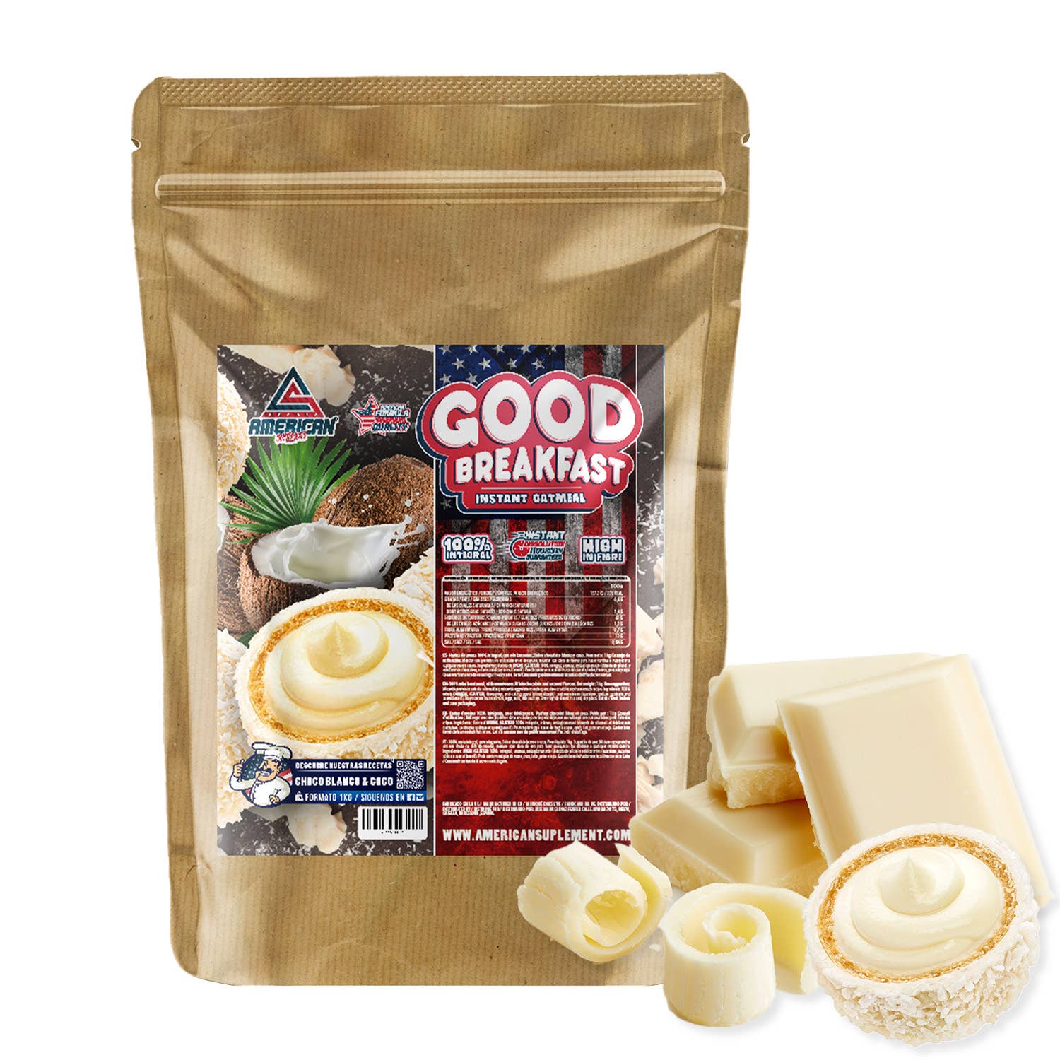 AMERICAN SUPLEMENT S.L. - Vendita all'ingrosso Proteine/superfood in polvere - American Supplement | Farina integrale d'avena 1 kg7