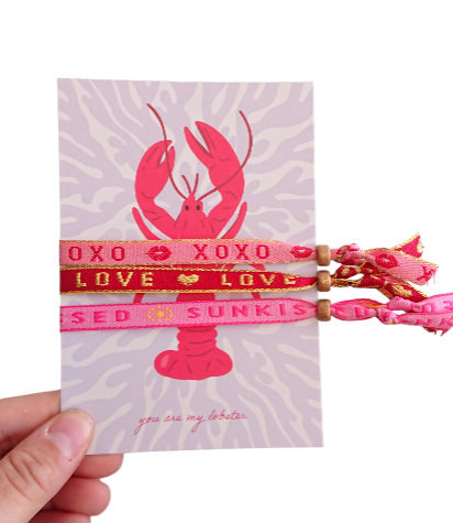 Sansira Jewelry - Wholesale Woven/Braided Bracelet - Bracelet Text Ribbon Greeting Card Lobster1
