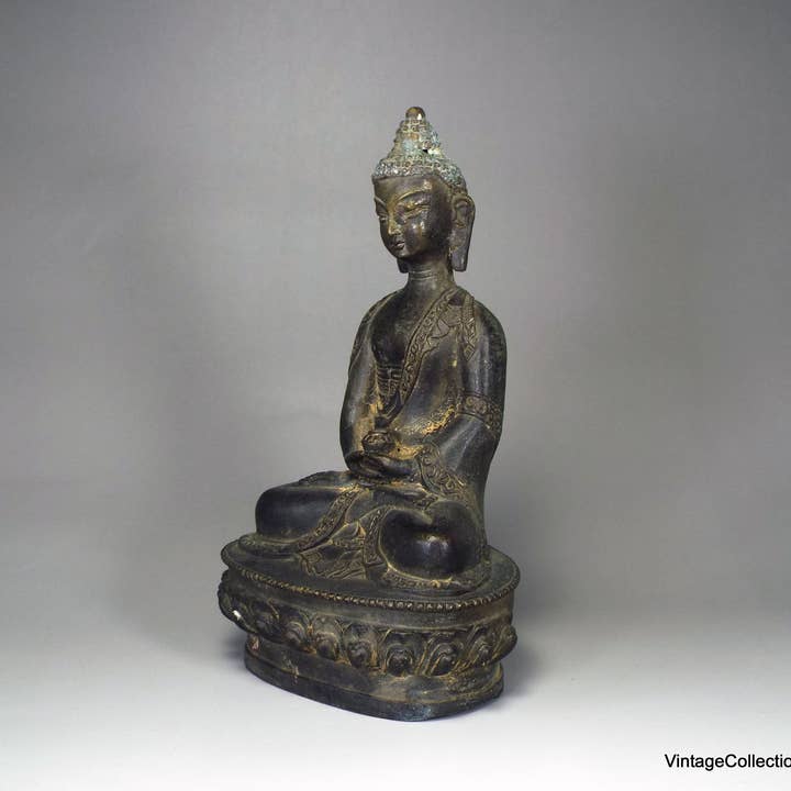 Vintagecollection888 - Vente Sculpture - Statue ancienne en bronze du Bouddha chinois1