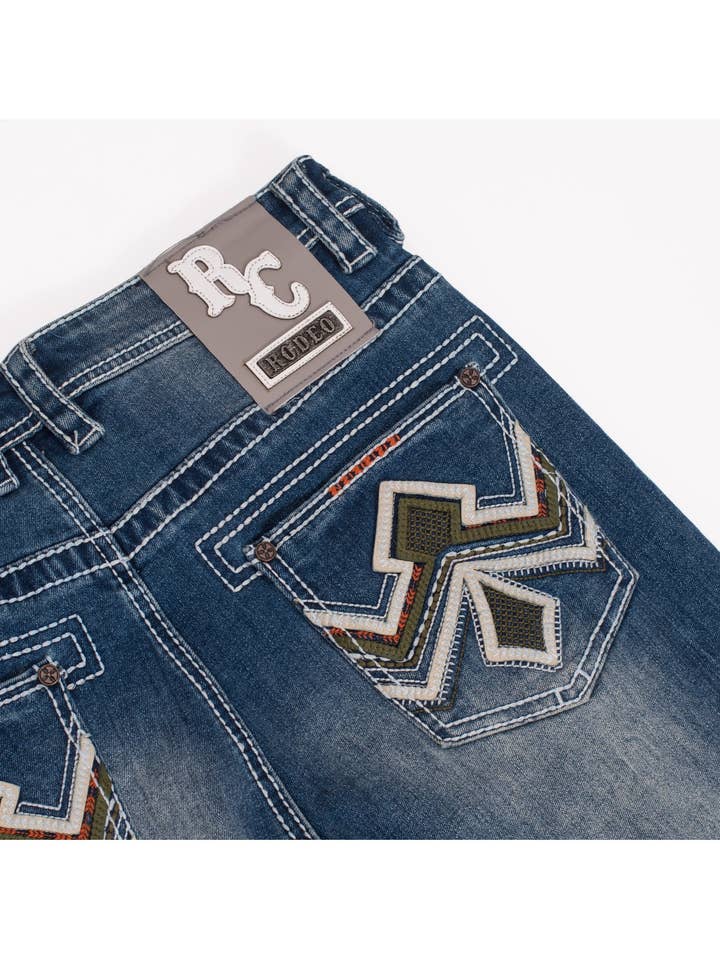 MEN'S COTTON/SPANDEX STRETCH FANCY SLIM STRAIGHT JEANS-RP500-514 for wholesale by Rodeo Clothing