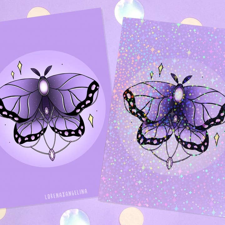 Purple Moth art print for wholesale by LorenaxAngelina