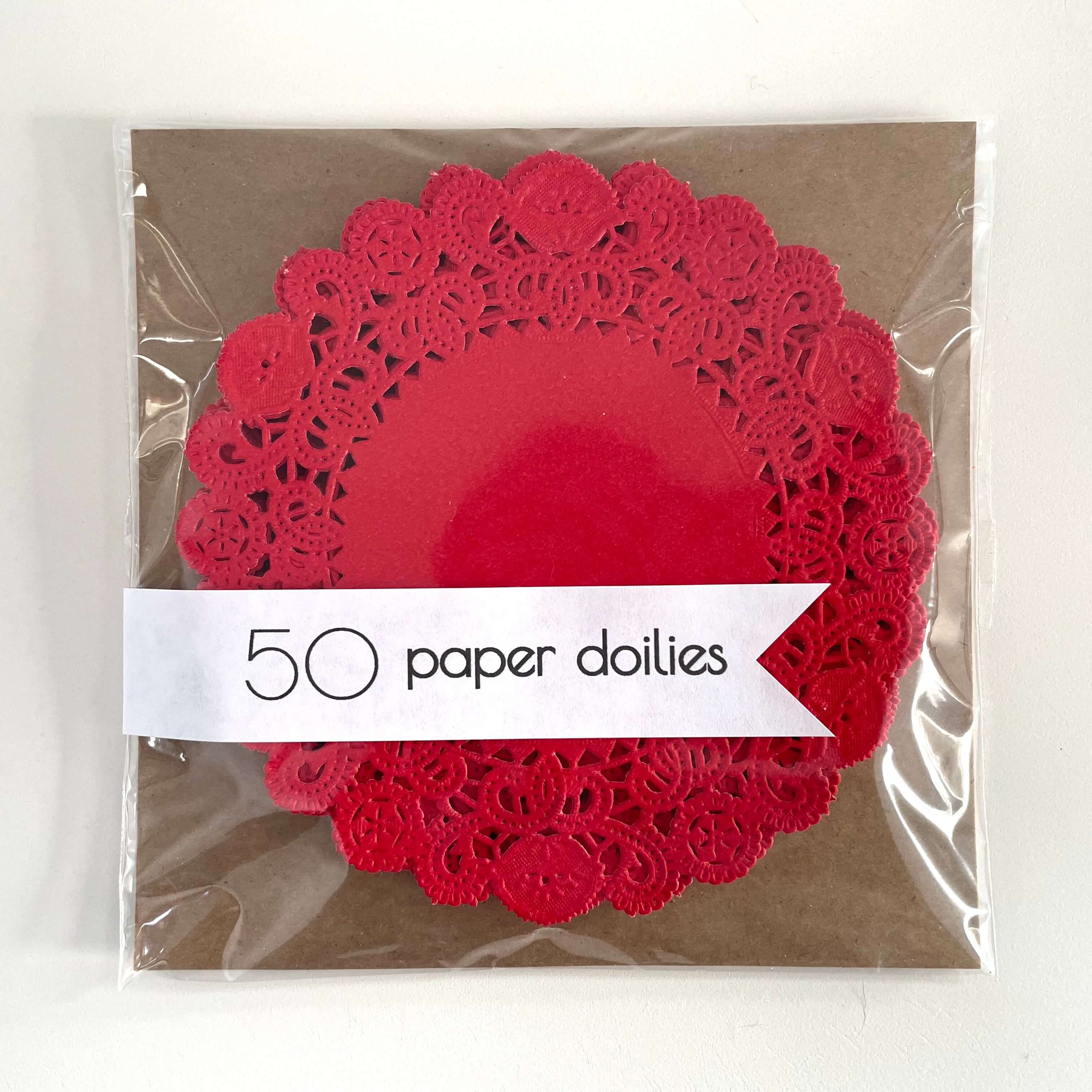 fort & field - Wholesale Doily - Red round 5" Valentines delicate laser cut paper doilies