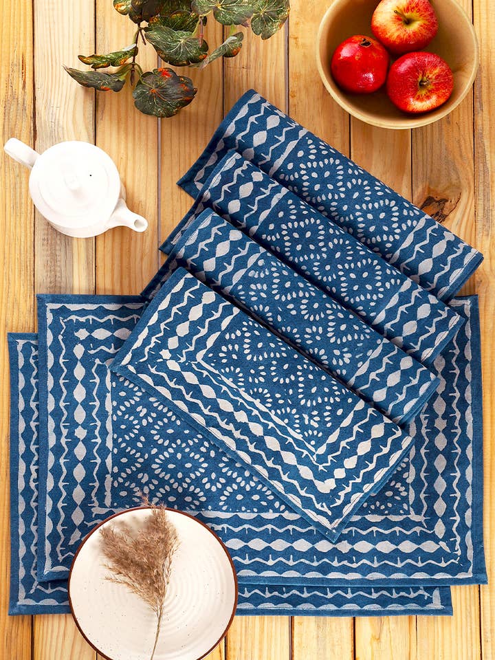 Indigo Placemats, set of 6 for wholesale by Sevya Handmade