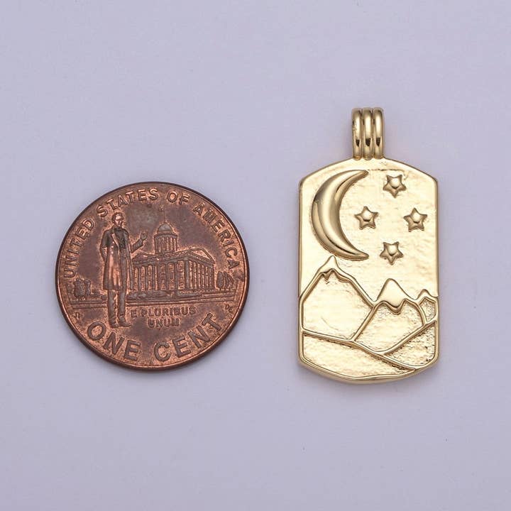 Aim Eternal - Wholesale Individual Charm/Pendant - New Element Tag Collection Gold Element Charm Fire Wind Earth Ocean Wave Charm 14K Gold Filled Medallion for Necklace Supply H-519 H-521 H-522 H-5243