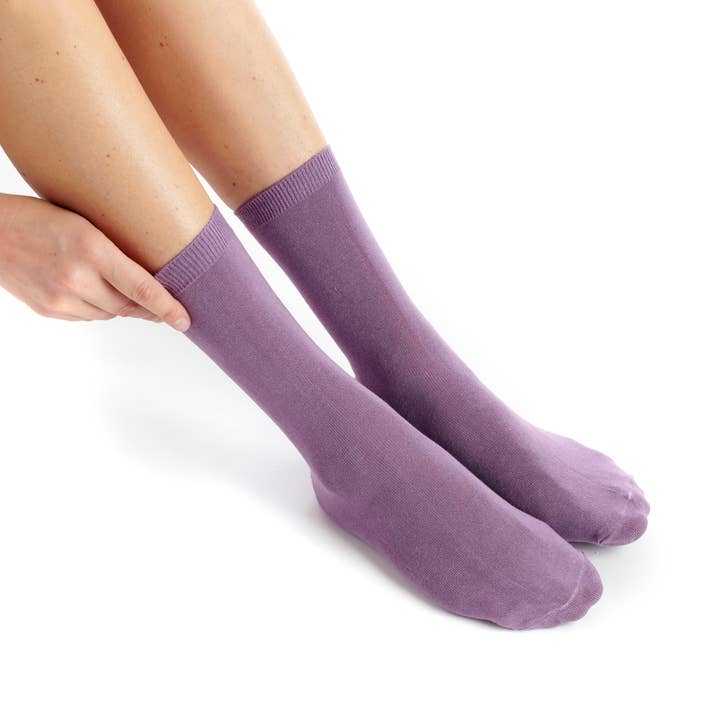 Purple bamboo silk touch plain sock for wholesale by Dub & Drino