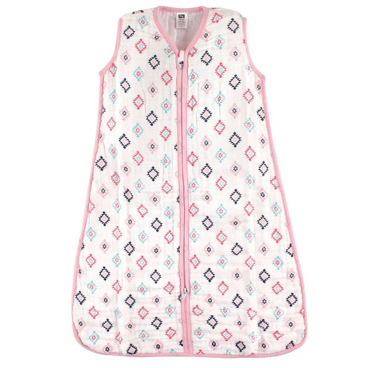 Hudson Baby Muslin Cotton Sleeveless Wearable Sleeping Bag, Sack, Blanket, Pink Aztec for wholesale by BabyVision