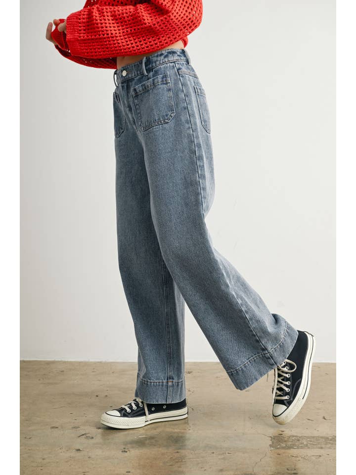 BUTTERMELON - Wholesale Jeans - Women's - Wide-Leg Denim Jeans - BMP7720