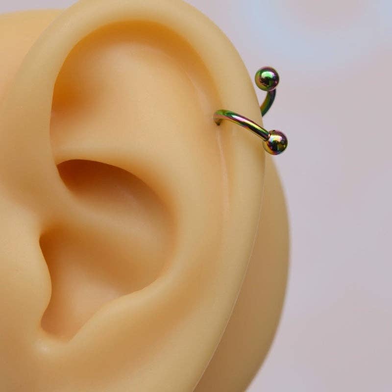 StockJWL - Vendita all'ingrosso Orecchini singoli - Piercing a Spirale Ritorto Piercing a Spirale Orecchini a Spirale in Acciaio Ondulato per Trago, Elica e Cartilagine Oro Argento Nero18