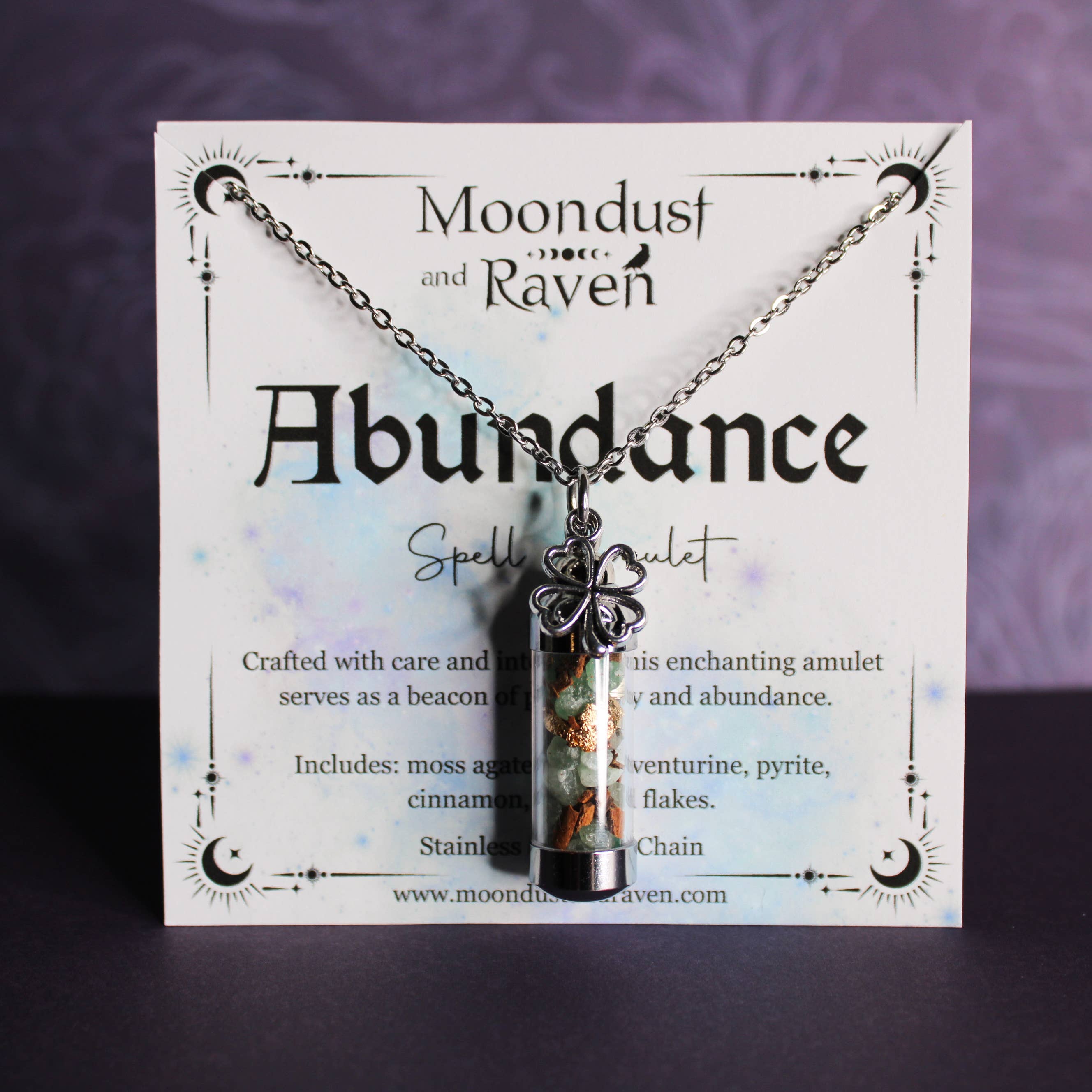 Moondust and Raven - Wholesale Pendant/Charm Necklace - Abundance Spell Jar Amulet Necklace, Witchy Crystal Jewelry5