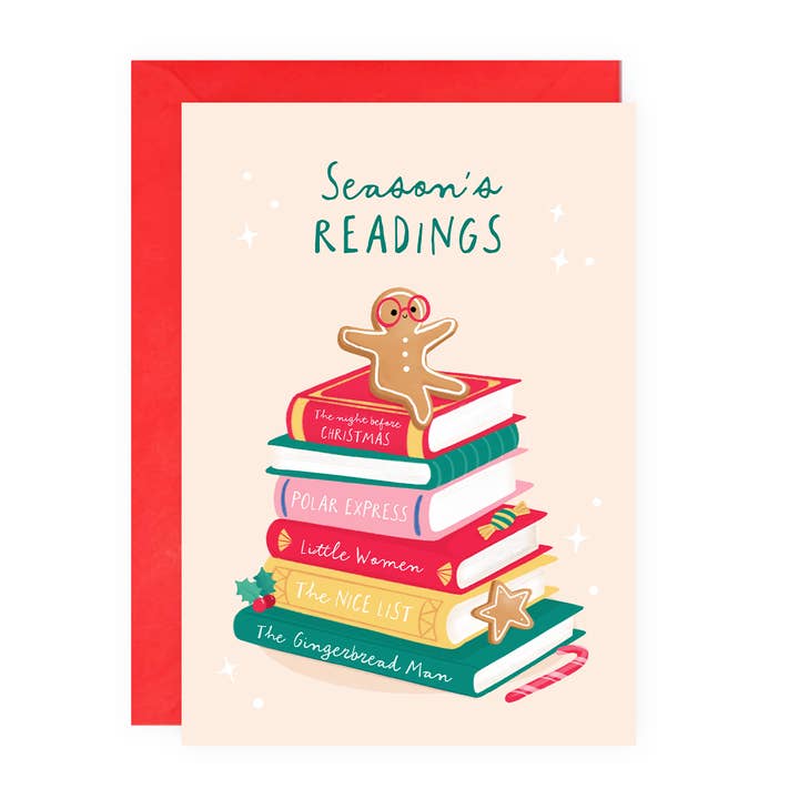 Bookish Christmas Card - Seasons Readings - UK Designed for wholesale by Painted Parasol Studio