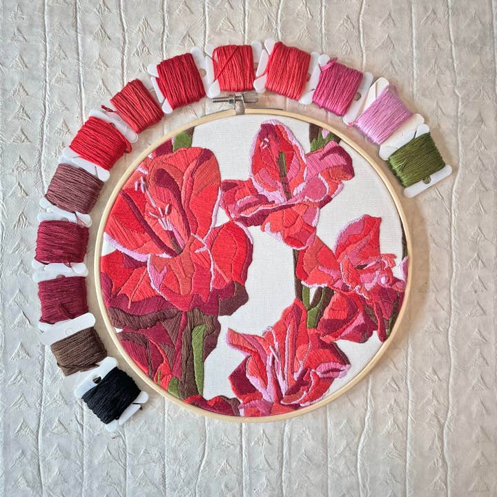 DIY Embroidery Kit - Gladiolus (8") for wholesale by Kate Wyatt Fine Art