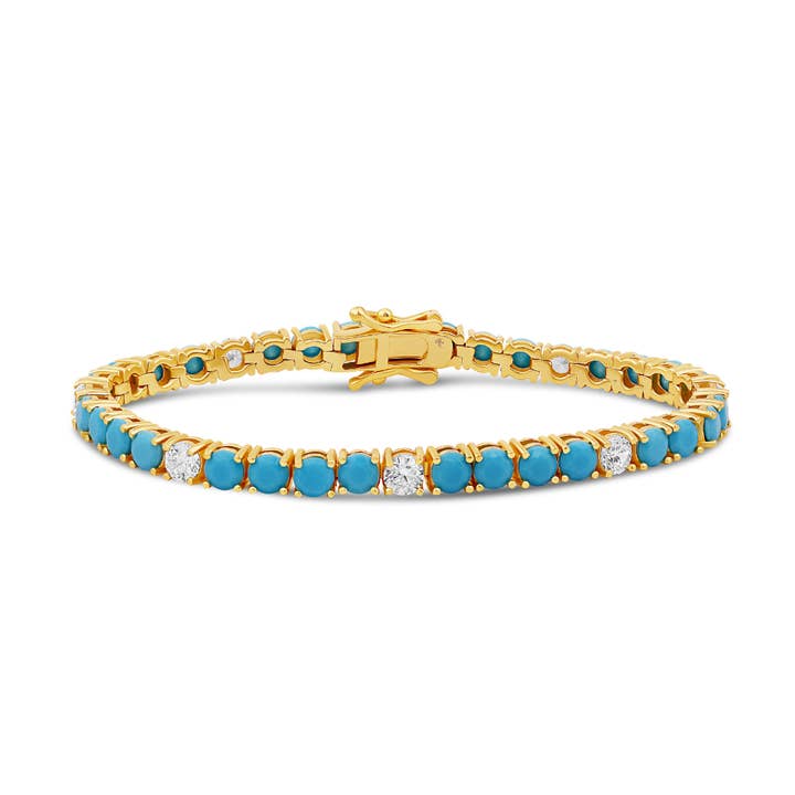 4 mm Diamond Turquoise Tennis Bracelet for wholesale by JTG Jewelry