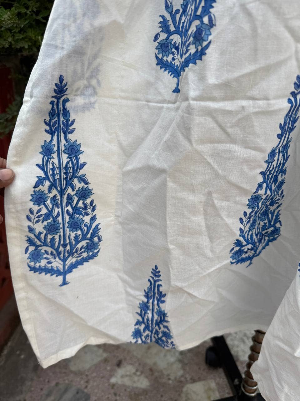 bhavnas boutique - Wholesale Kaftan - Women's - White Cotton Maxi Dress Block Print Women Long Kaftan Dress3